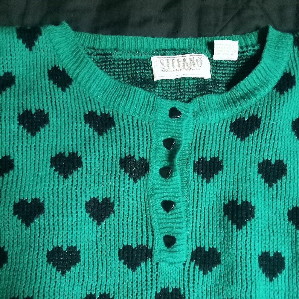 Vintage Stefano Hearts Pattern Knit Crewneck Sweater